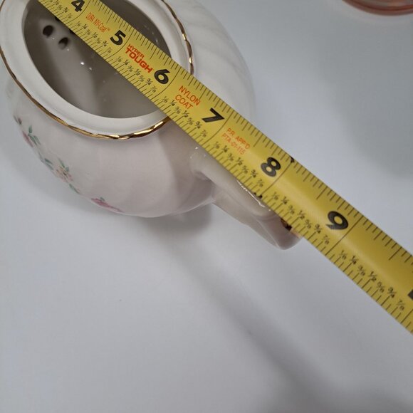 Arthur Wood & Son Staffordshire England Pink Rose Floral Gold Trim Teapot 6305 - Picture 11 of 11